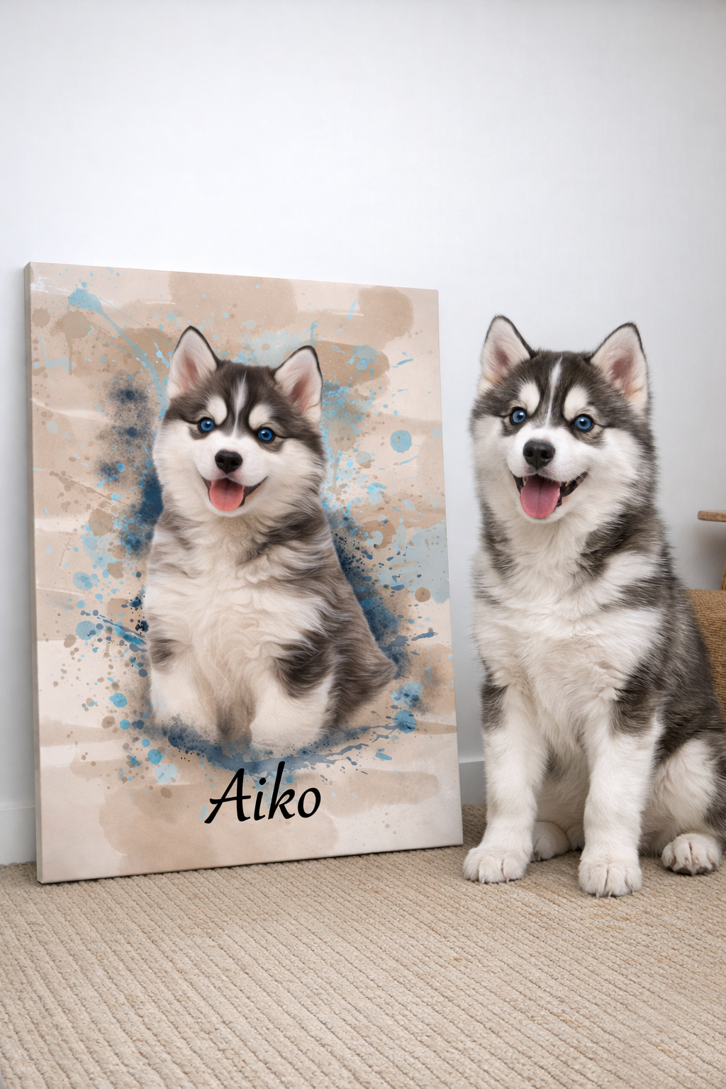 Retrato de mascotas, personas, parejas en acuarela