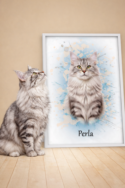 Arte y retrato de mascota en acuarela
