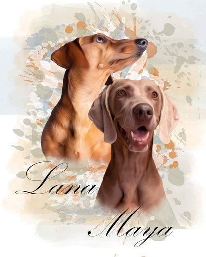 Cuadro personalizado de perro en acuarela, regalo para amantes de los animales