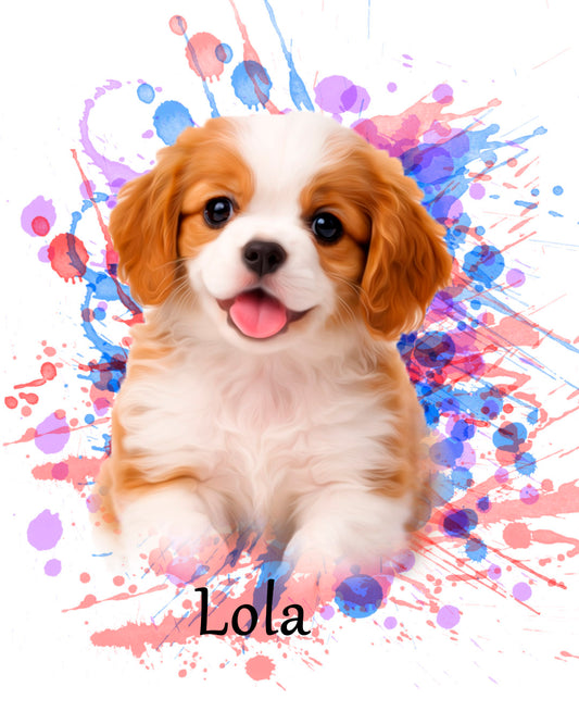 Cuadro con retrato de mascota en acuarela para decoración de interiores