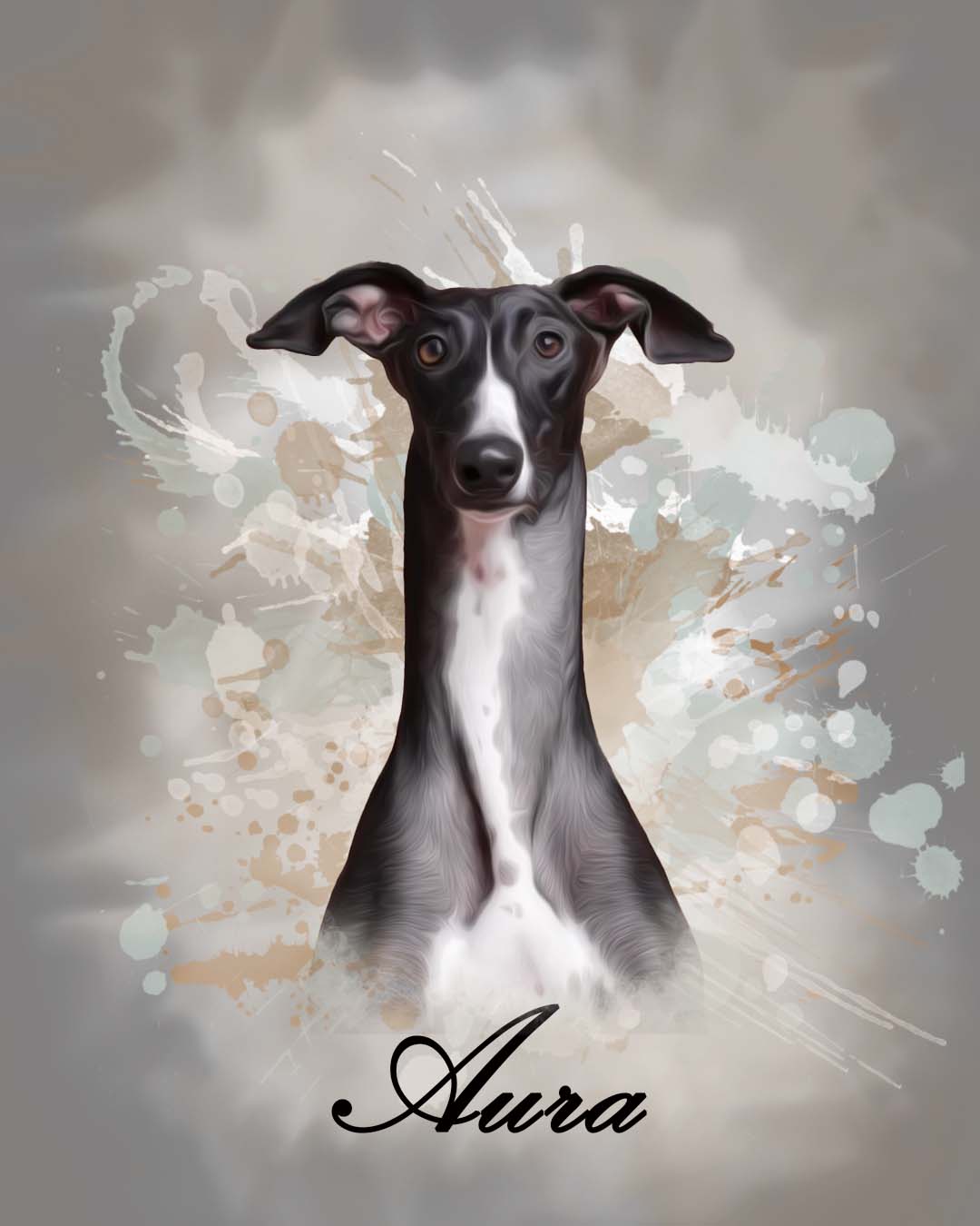 Retrato digital de mascotas en acuarela con diseño exclusivo y elegante