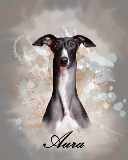 Retrato digital de mascotas en acuarela con diseño exclusivo y elegante