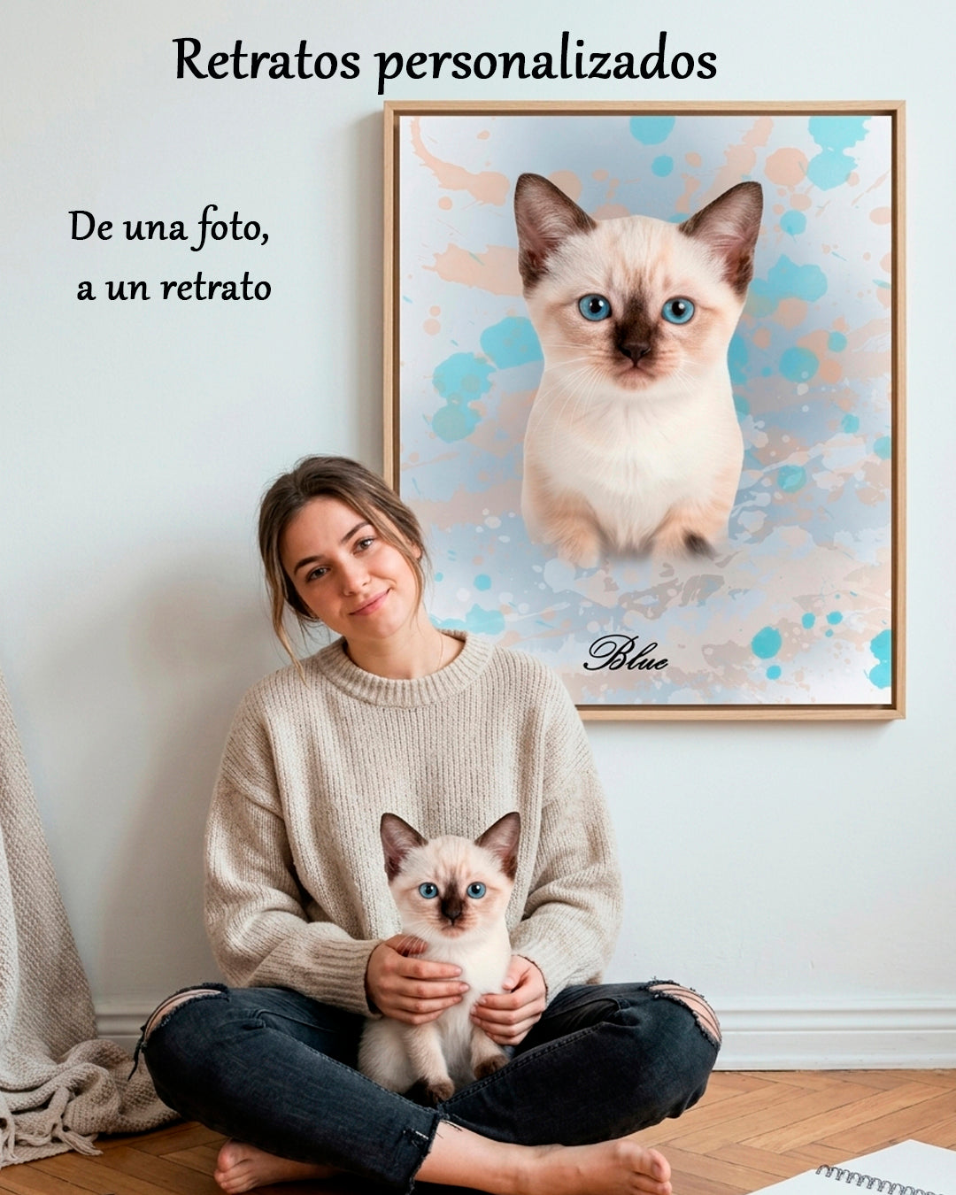 Retrato de mascotas, personas, parejas en acuarela