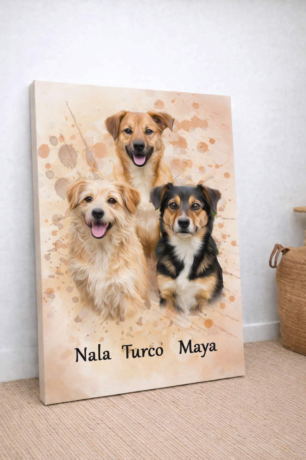Retrato de mascotas, personas, parejas en acuarela